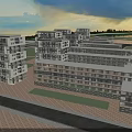 Modern Multi storey Residential Buildings Featuring Geometric Facade And Open Green Space