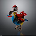 Plush Colorful Bird Toy Red Head Yellow Body Blue Tail Large Beak Standing Pose