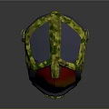 Futuristic Sci Fi Helmet Design With Green Yellow Mesh Patterns And Transparent Visor