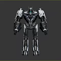 Futuristic 3D Rendered Mechanical Robot With Detailed Armor Silver Black Color And Blue Glowing Elements