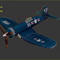 Vintage Blue Military Airplane Model With Stars Number 99 And Propeller