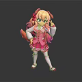 3D Animated Girl Character With Long Orange Hair In Pink Dress