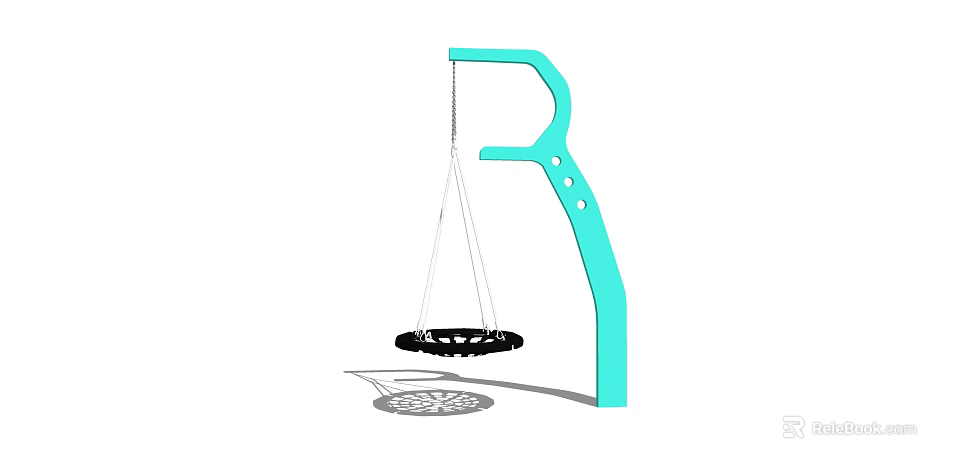 Outdoor Playground Swing Equipment With Blue Frame And Black Circular Seat 3d model 