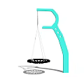 Outdoor Playground Swing Equipment With Blue Frame And Black Circular Seat