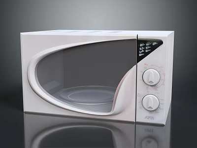Modern White Kitchen Microwave Oven With Sleek Knob Control Design 3d model
