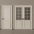 White Interior Hinged Doors With Various Glass And Solid Panel Designs For Home Decoration 3d model