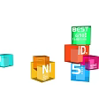 Colorful Stacked Commercial Equipment Cubes With Number Labels And Parameters