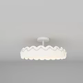 White Scalloped Design Ceiling Chandelier With Elegant Edge And Soft Lighting 3d model