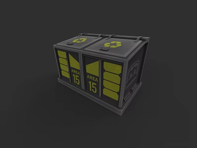 Public Facility Recycling Bin With Double Doors Area 15 Markings And Yellow Recycling Symbols 3d model