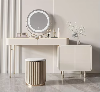 Light Luxury Dressing Table Dressing Stool 3d model