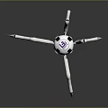 White Mechanical Spider Robot Design With Purple Accents And Blue Glowing Eyes