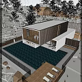 Boutique Villa Modern Wooden And White Exterior With Swimming Pool Wooden Steps And Natural Surroundings