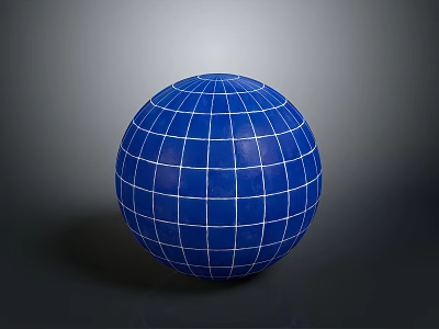 Blue Decorative Sphere With White Grid Pattern For Home Decoration 3d model