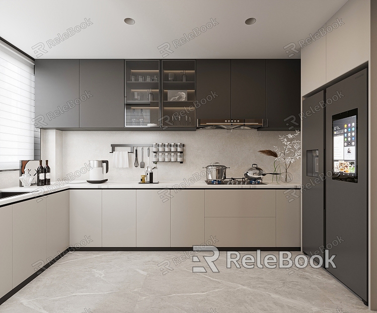 Modern enclosed kitchen model