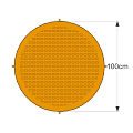 Yellow Round Outdoor Table With Mesh Top And Curved Lattice Accent Legs