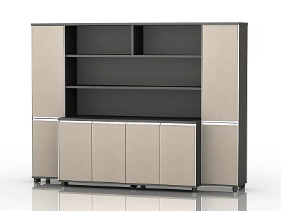 Modern Pantry Storage Cabinet Design With Open Shelves And Closed Doors 3d model