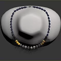 Stylish Decorative Necklace On White Mannequin With Blue Yellow Beads And Black Feather Accents