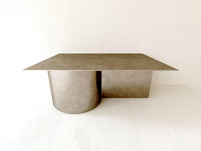 Modern Minimalist Coffee Table With Smooth Metal Surface And Geometric Cylindrical Rectangular Base 3d model