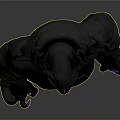 Stylish Character Wearing Black Hoodie Antlered Hood Purple Accents Chain Dark Pants Sneakers