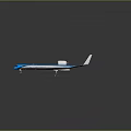 Modern Blue Aircraft Model With V Shaped Wings And Twin Engines