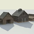 Multiple Traditional Wooden Residential Buildings Exterior With Sloped Roofs And Rustic Design