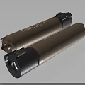 Weapon Two Brown Cylindrical Military Ammunition Shells With Black Components On Dark Surface 3d model