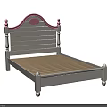 Double Bed With White Frame Pink Arched Headboard And Circular Accent 3d model
