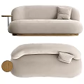 Light Colored Modern Sofas With Soft Cushions And Round Side Tables 3d model