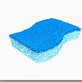 Blue Household Cleaning Sponge With Dual Layer Soft Texture For Daily Kitchen Use 3d model