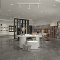 Modern Spacious Clothing Store Interior With Mannequins Display Shelves And Sofa