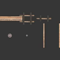 Wooden Train Station Platform Structural Components With Railings Bench And Posts