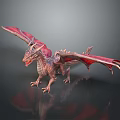 Red Mythical Dragon Fantasy Character With Extended Wings And Scaled Body