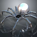 Silver Spider Shaped Equipment With Multiple Metal Legs Large Sphere And Black Components