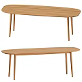 Wooden Oval Dining Table With Modern Design And Slender Legs 3d model