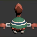 Cute Cartoon Animal Character Wearing Green White Hat Blue Orange Jacket Outfit
