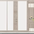 Modern Wardrobe With Sliding Doors Wooden Frame Open Shelves And LED Lighting Design