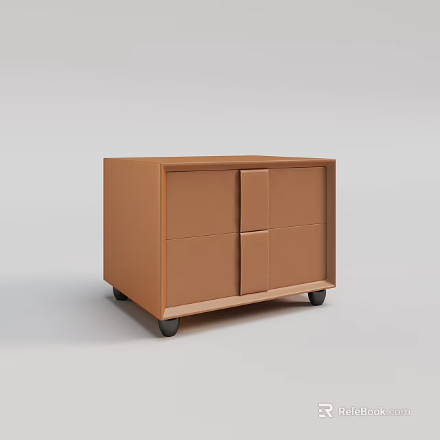 Brown Modern Console Cabinet With Drawer Door Storage And Wheels Design 3d model 