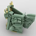 Building Blocks Creative Facial Sculpture With Green And Gold Artistic Design