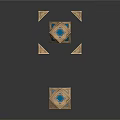 Geometric Commercial Equipment With Golden Frame Blue Panels And Triangular Parts