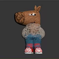 Stuffed Dog Toy With Orange Body Black Nose Beige Sweater Blue Pants White Red Shoes