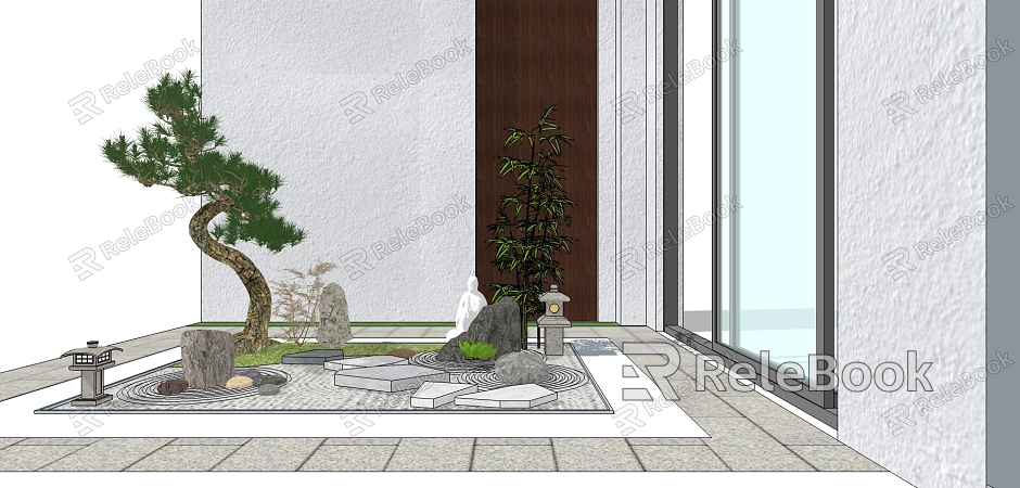 New Chinese style landscape sketch courtyard landscape rockery waterscape Zen ornaments model