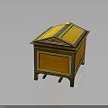 Elegant Vintage Wooden Chest With Golden Accents Ornate Carvings And Decorative Lid
