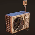 Outdoor Air Conditioner Fan With Metal Casing Wired Connection And Control Panel 3d model