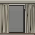 Beige Curtains Hanging On Black Rod With Green Grass And Trees View Outside Window