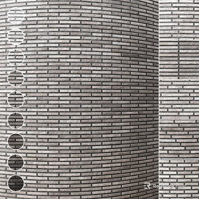 Structural Brick Wall Components Featuring Circular Openings And Varied Texture Patterns 3d model 