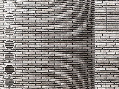 Structural Brick Wall Components Featuring Circular Openings And Varied Texture Patterns 3d model