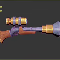 Colorful Toy Gun Design With Wooden Stock Double Barrel Scope And Blue Yellow Components