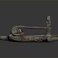 Ancient Bronze Deer Sculpture in Running Posture With Intricate Patterns and Green Patina