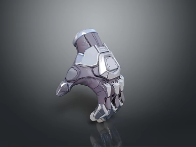 Sci Fi Character Mechanical Hand With Detailed Metallic Silver And Purple Structure 3d model