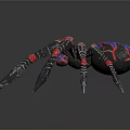 Decorative Spider With Blue Red Patterns And Black Legs Featuring Red Spots